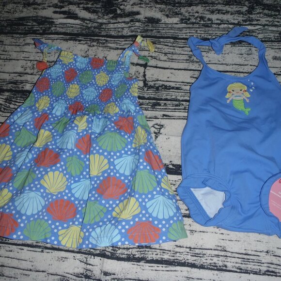 Gymboree Mermaid Magic 3-6 Month Swimsuit Dress Diaper Cover Outfit NWT - Picture 3 of 3